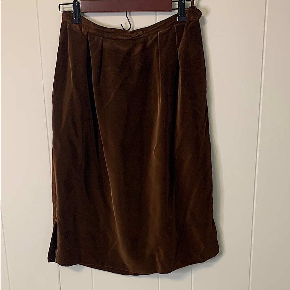 Adolfo Brown Velvet Skirt Vintage Size Medium